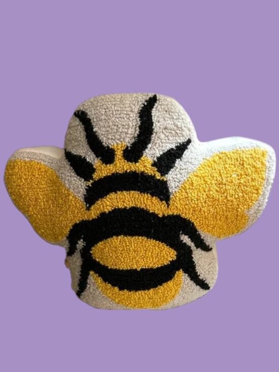 Joann Fabrics Other - NWOT! Hooked Bee Pillow Honeybee Decor Yellow Black Textured Throw Pillow 16x14